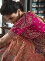 Peach Banarasi Silk Bridal Lehenga Choli